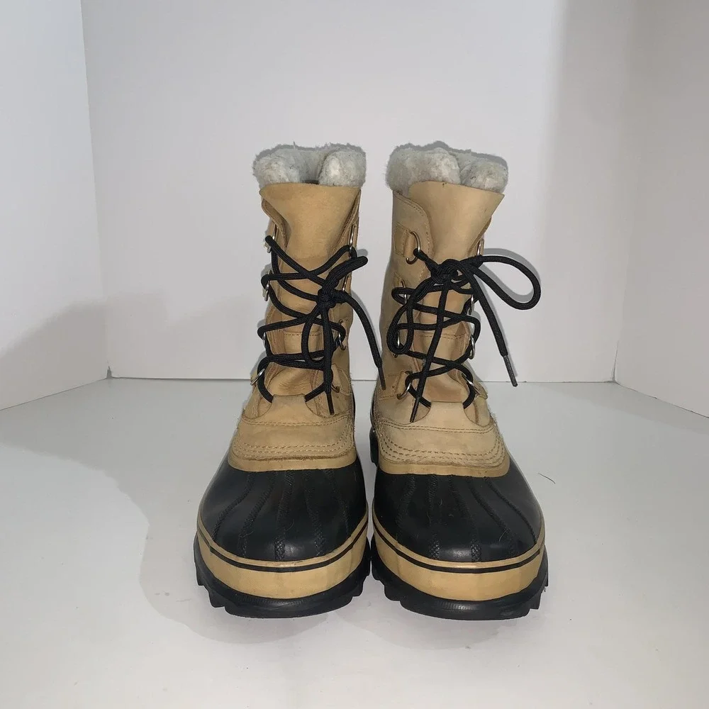 Sorel Caribou Boots Mens Size 9 Brown Nubuck Waterproof Snow Lace Up NM1000-281